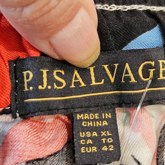 P.J. Salvage Size XL Tropical Staycation Palm Print Rayon Pants Colorful - Picture 5 of 9